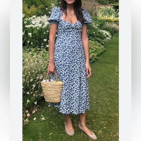 knee length dresses for ladies Imelda Floral Chiffon A-Line Midi Dress in Floral main image 0